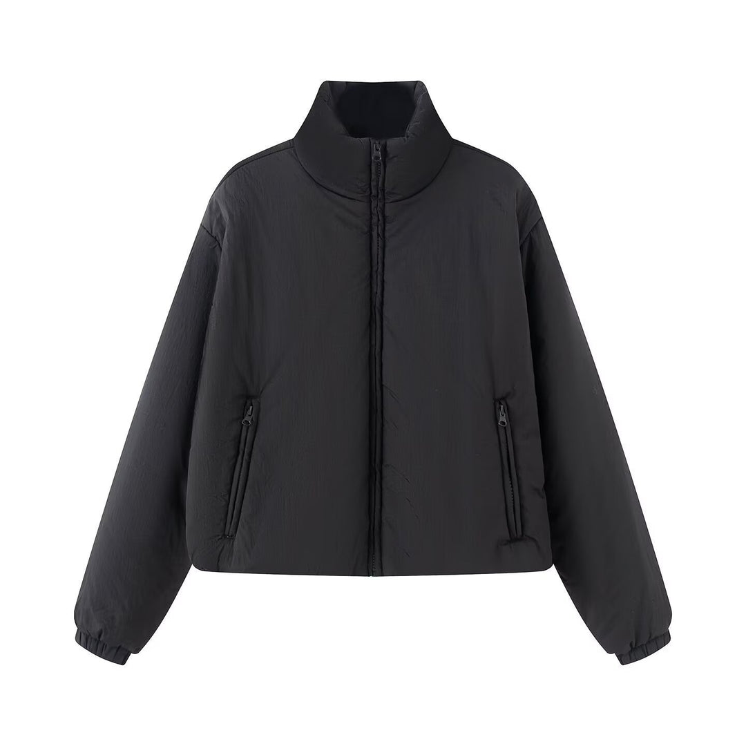 Damen Kurze gesteppte Steppjacke mit Stehkragen und elastischen Bündchen Nord Taschen