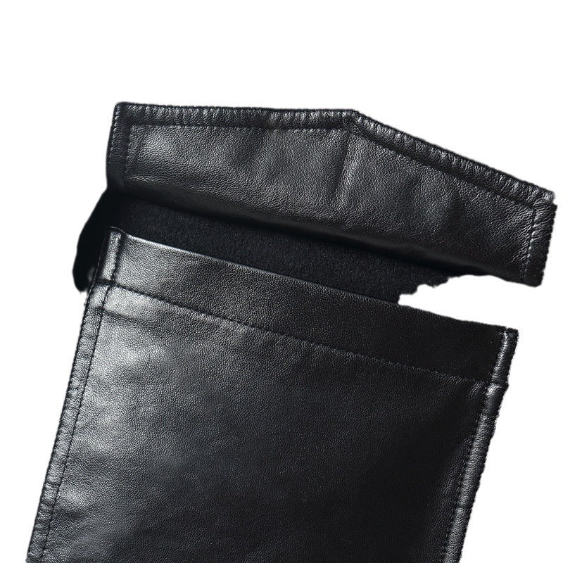 Herren Reißverschluss-Wollmix-Jacke mit Lederkragen und schlanker Silhouette Nord Taschen