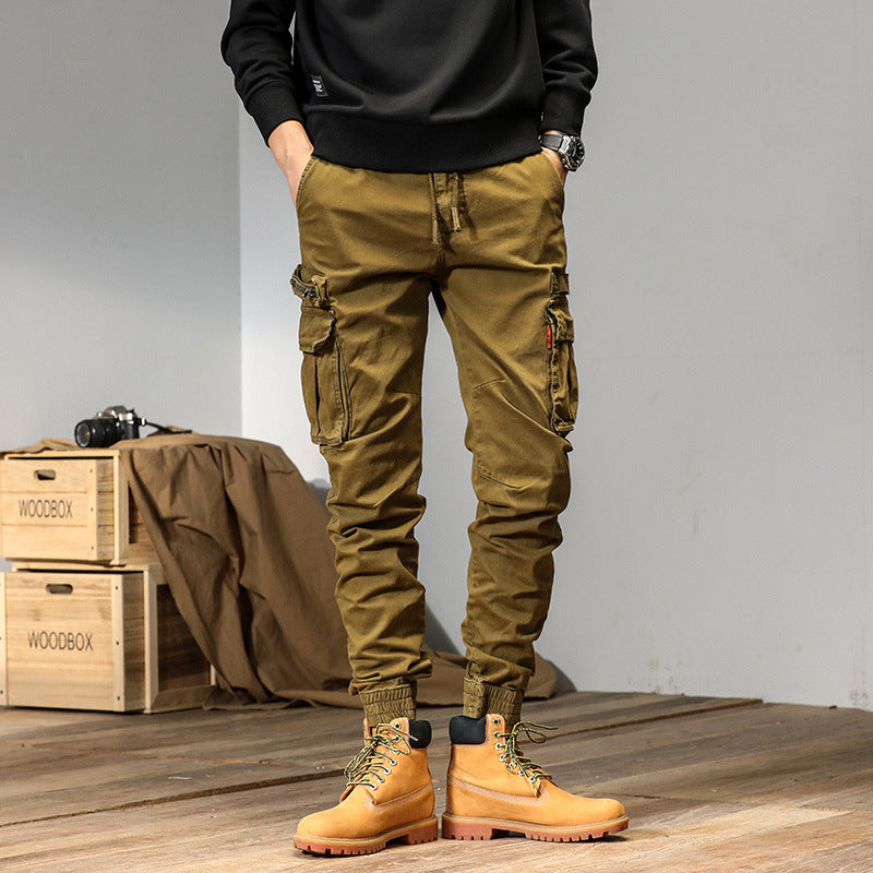Herren Schmale Utility-Cargojogger aus Ripstop mit Elastikbund, Kordelzug und Mehrfachtaschen Nord Taschen