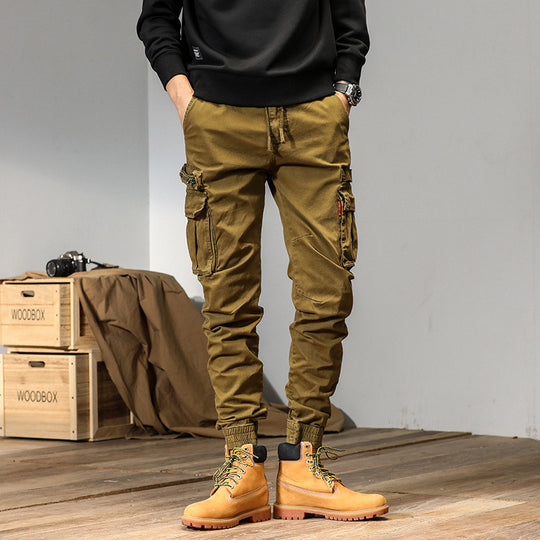 Herren Schmale Utility-Cargojogger aus Ripstop mit Elastikbund, Kordelzug und Mehrfachtaschen Nord Taschen