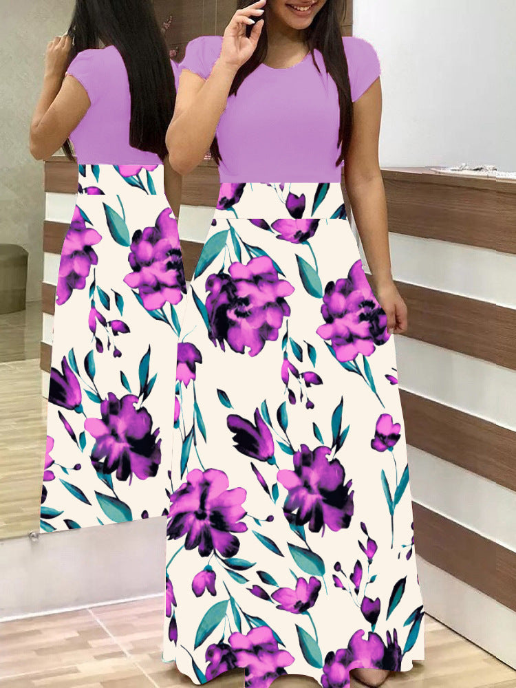 Damen Fließender Maxirock mit hoher Taille und großem Blumenprint Nord Taschen