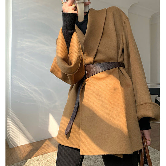 Damen Wickeljacke mit Taillengürtel Nord Taschen