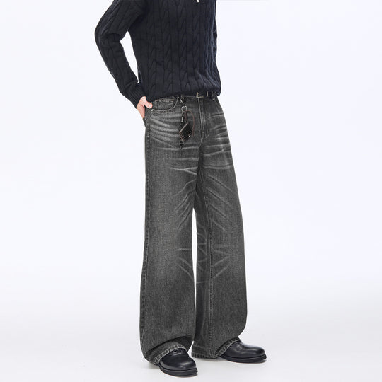 Herren Extraweite Vintage-Denim Baggy-Jeans mit tiefem Schritt und verlängertem Saum Nord Taschen