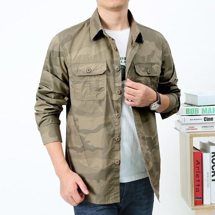Herren  leichtes Camouflage-Utility-Hemdjacke mit doppelten Brustklappen, knöpfbarer Front und regular Fit Nord Taschen