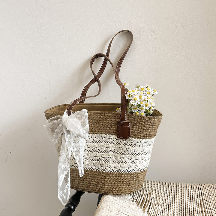 Damen Strandtasche mit niedlichem Spitzendetail und robusten Trageriemen Nord Taschen