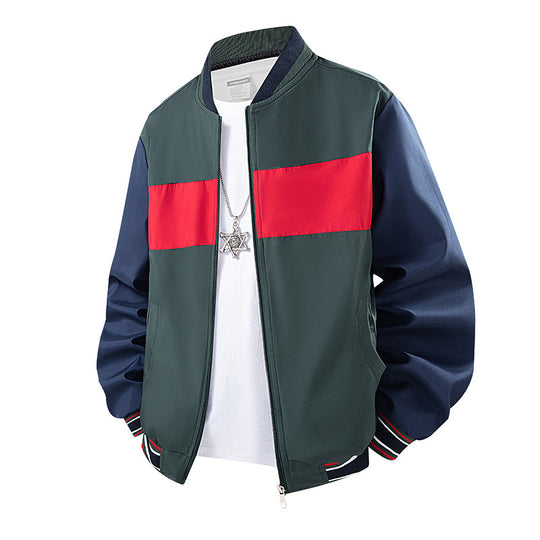Herren Leichte Bomberjacke im Colourblock-Design mit Rippkragen, gestreiften Bündchen und Reißverschluss Nord Taschen