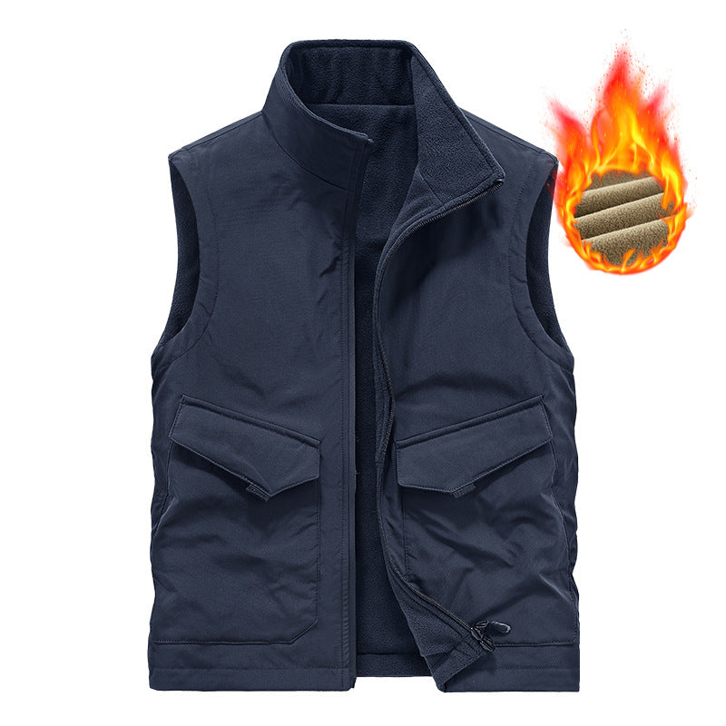Herren Thermo-Fleeceweste mit weichem Teddyfleece, Stehkragen und Fronttaschen Nord Taschen