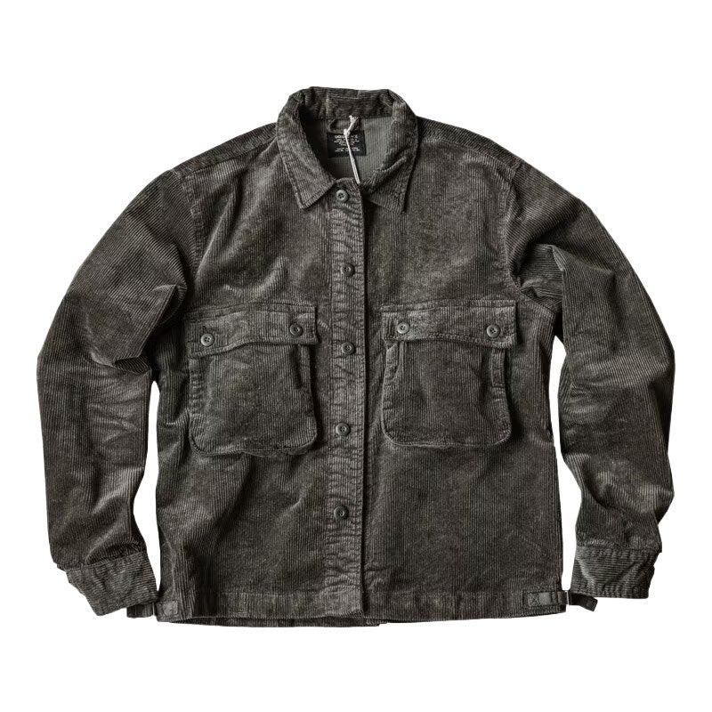 Herren Robustes Kord-Overshirt im Worker-Look mit aufgesetzten Pattentaschen Nord Taschen