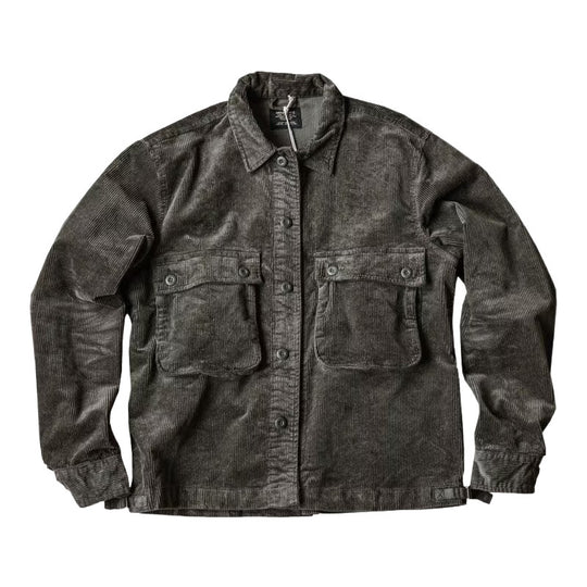 Herren Robustes Kord-Overshirt im Worker-Look mit aufgesetzten Pattentaschen Nord Taschen