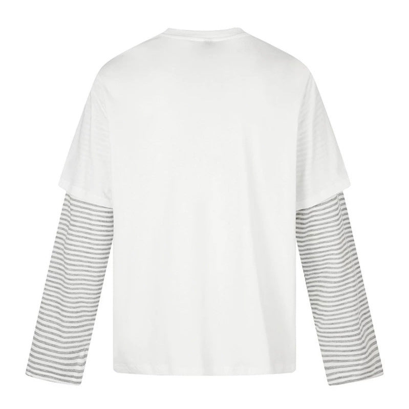 Damen Lagen-Langarmshirt mit gestreiften Einsatzärmeln und Vintage-Print Nord Taschen