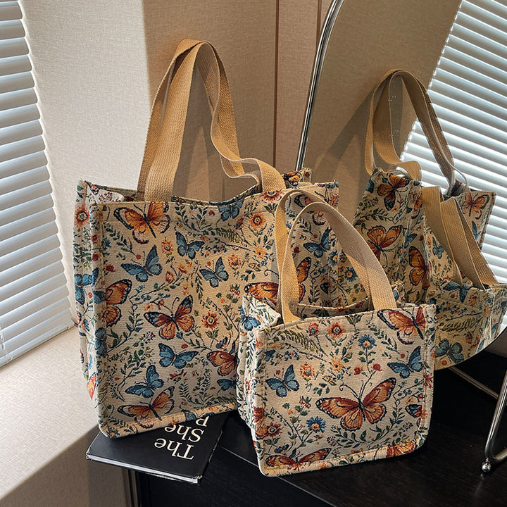 Damen Jute-Shopper mit buntem Schmetterlingsmotiv Nord Taschen