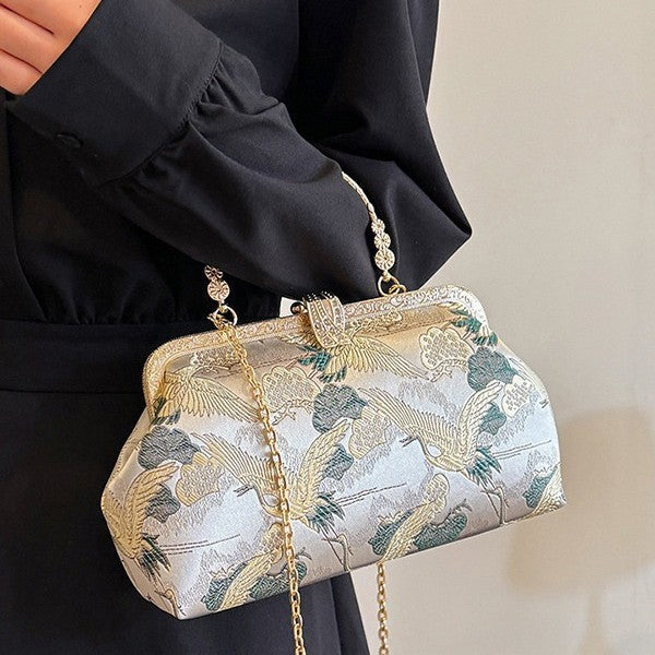 Damen Clutch mit filigranem Vogel-Motiv Nord Taschen