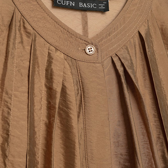 Damen Plissierte Satin-Cropped-Bluse mit Ballonärmeln und gerafftem Gummibund Nord Taschen