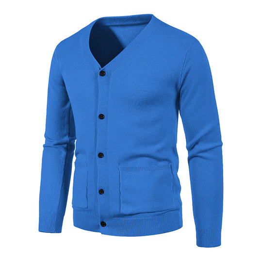 Herren Feinstrick-Cardigan mit V-Ausschnitt, Knopfleiste und aufgesetzten Taschen Nord Taschen