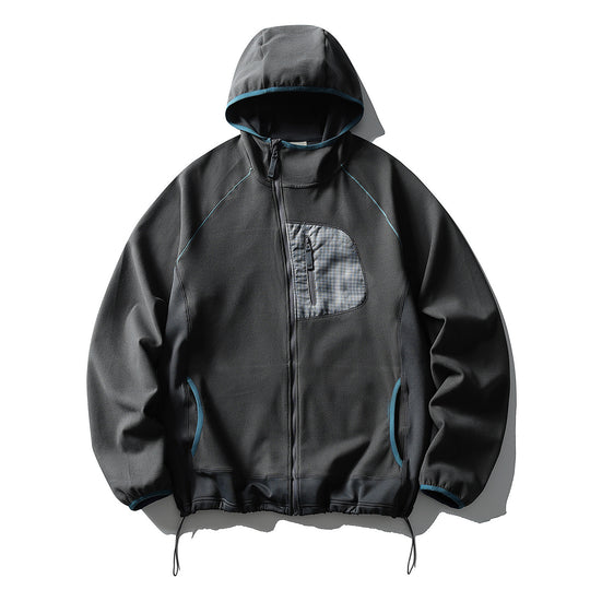 Unisex Leichte Tech-Fleece Kapuzenjacke mit Frontreißverschluss, Brust-Zip-Tasche und Kordelzugsaum Nord Taschen