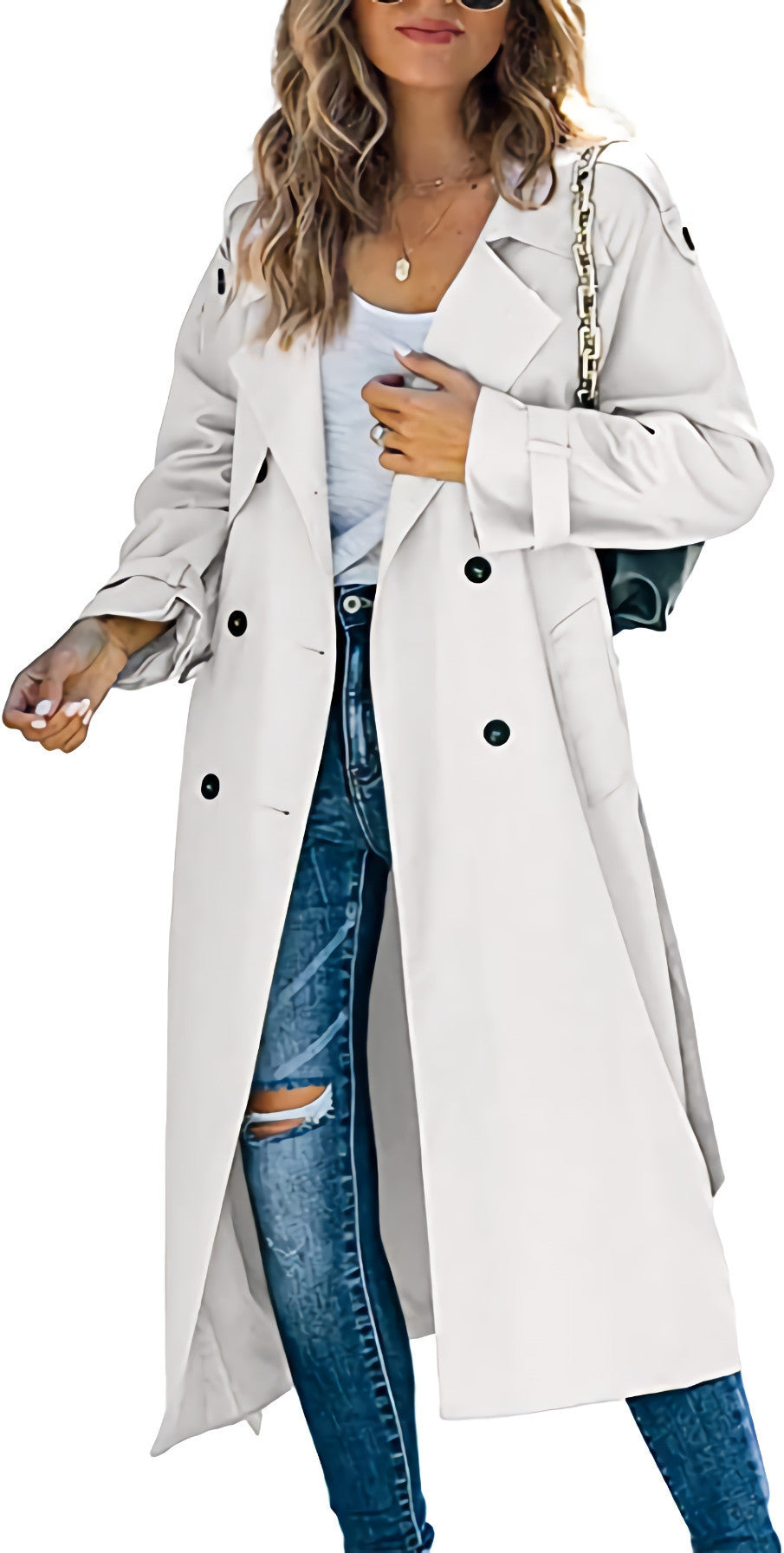 Damen legerer Trenchcoat mit Gürteldesign und stylischen Knöpfen