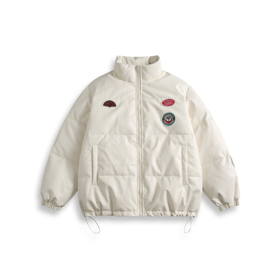 Unisex Kurz geschnittener wattierter Kunstleder‑Puffer mit hohem Stehkragen und Badge‑Details Nord Taschen