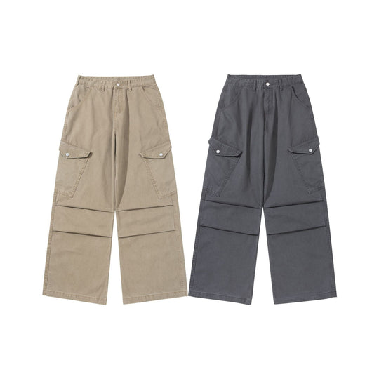 Damen Weite Cargo-Hose aus Baumwoll-Twill mit hoher Taille und aufgesetzten Klappentaschen Nord Taschen