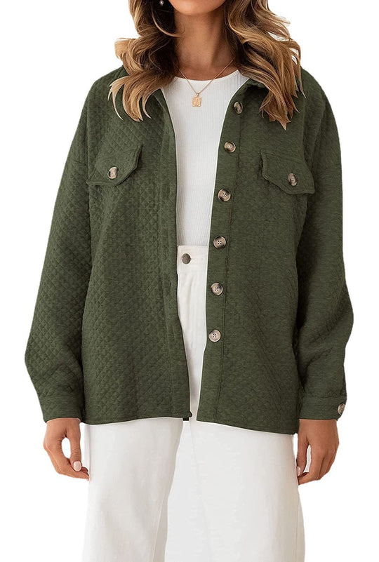 Damen Stepp-Hemdjacke mit kastiger Oversize-Passform und aufgesetzten Brusttaschen Nord Taschen