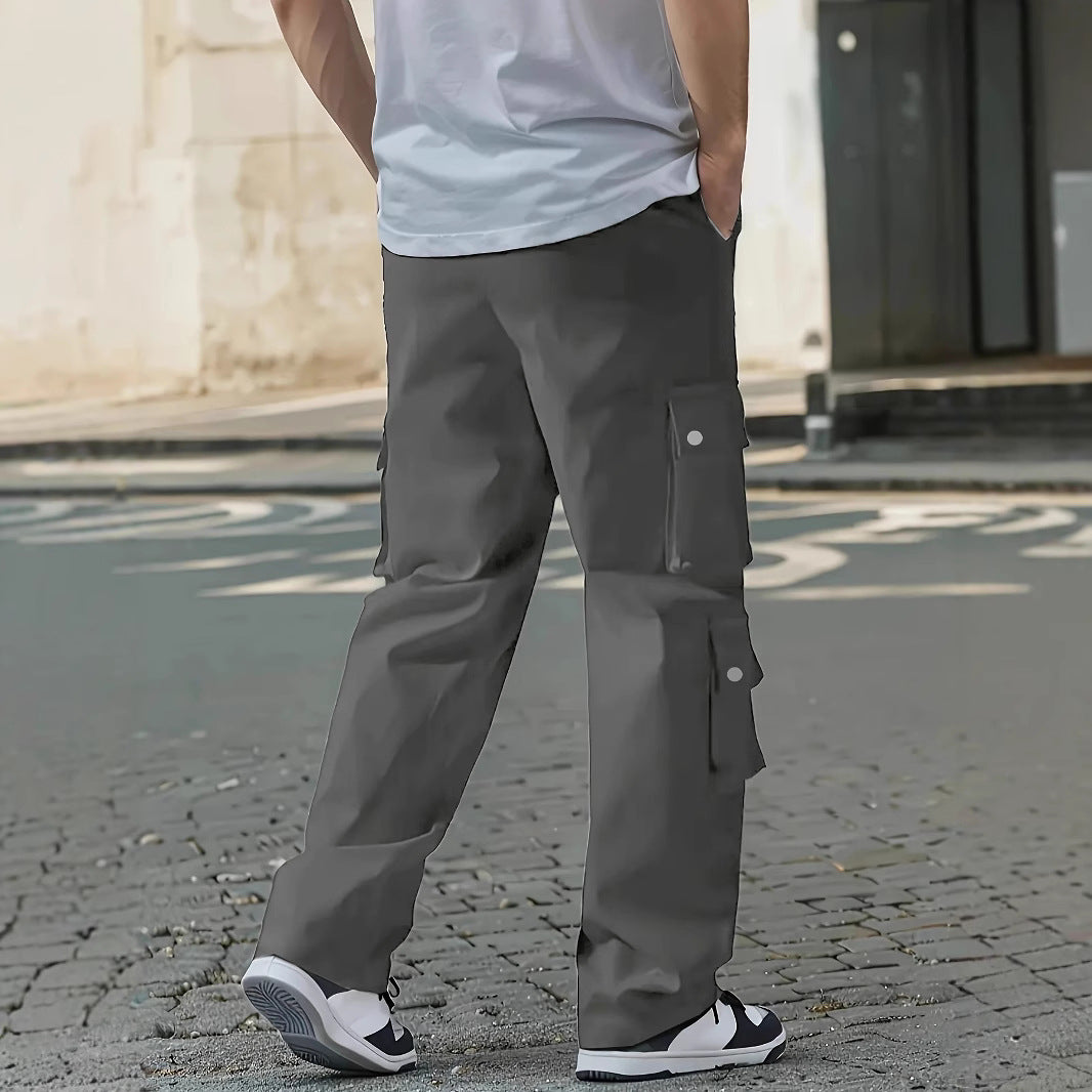 Herren Locker sitzende Cargo-Hose mit mehreren Klapp- und Utility-Taschen & Kordelzugbund Nord Taschen