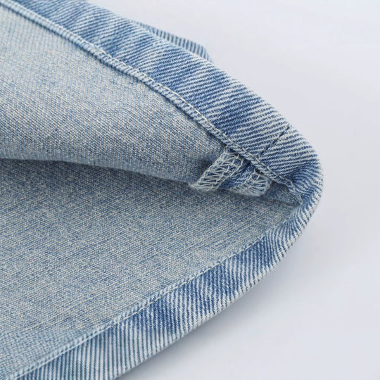 Damen Kurz geschnittene Jeansjacke im Military‑Stil mit dekorativen Kordelapplikationen Nord Taschen