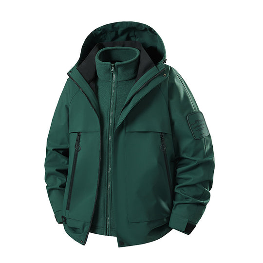Herren multifunktionale Wasserfeste Softshell-Regenjacke mit abnehmbarer Fleece-Innenjacke Nord Taschen