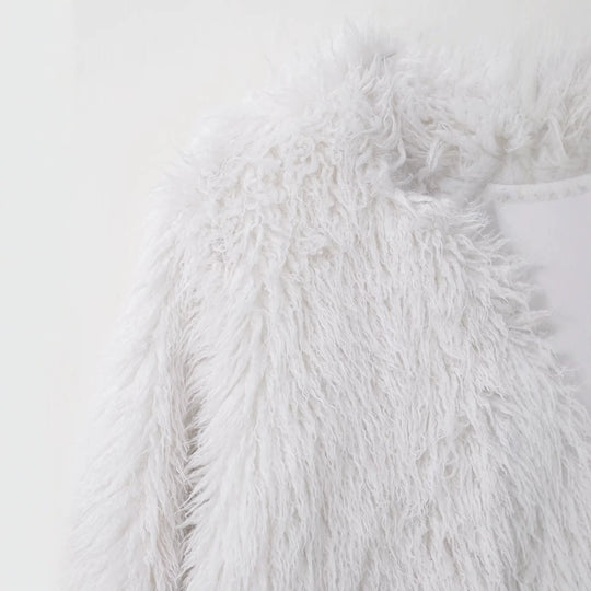 Damen Langer Shaggy-Kunstfellmantel im Longline-Schnitt Nord Taschen