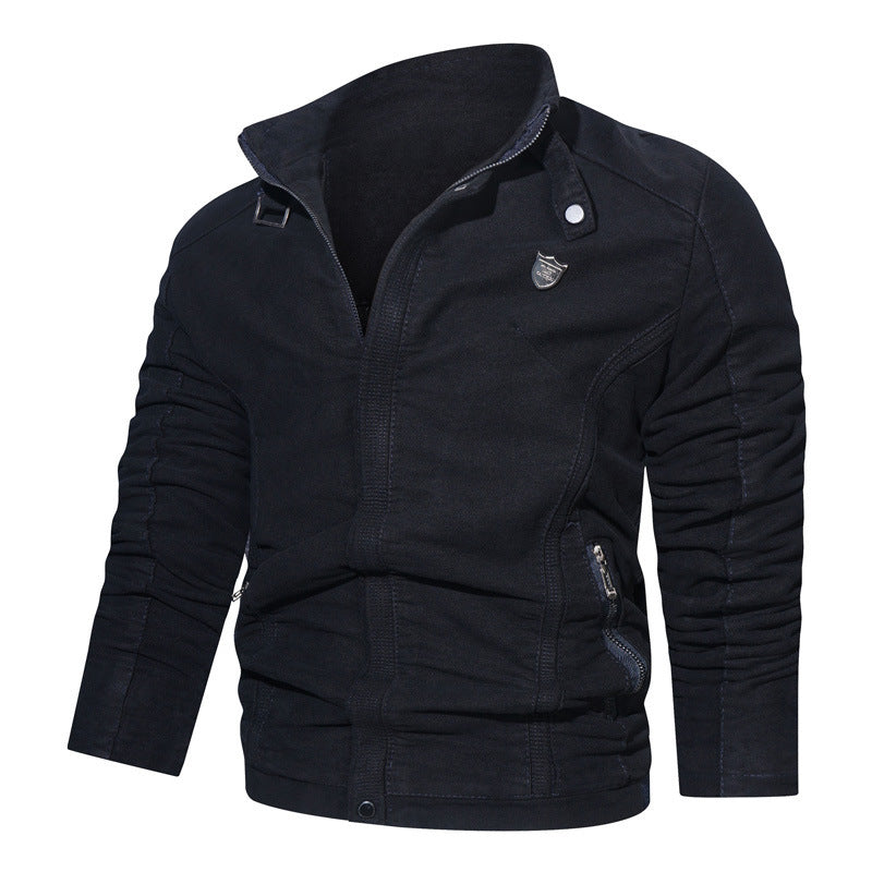 Herren Wildleder-Optik Zip-Blouson im Worker-Cut mit Stehkragen Nord Taschen