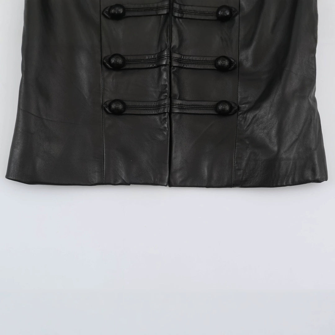 Damen Kurze Lederoptik‑Jacke im Military‑Look mit Stehkragen und Zierknopfleiste Nord Taschen