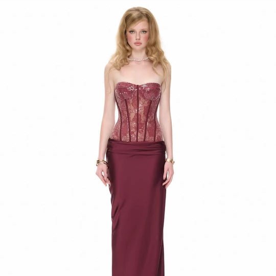 Damen Korsettkleid mit elegantem, fließendem Rock
