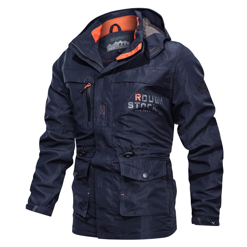 Herren robuster Utility-Parka mit Kapuze, Multifunktionstaschen und Taillenregulierung Nord Taschen