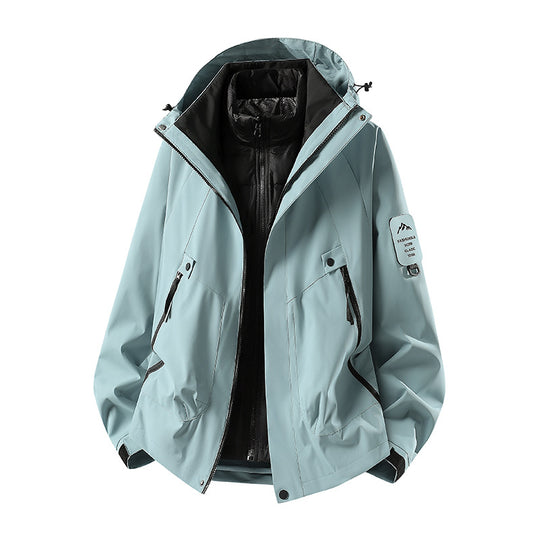 Herren Zwei-in-eins Wetterschutzjacke mit abnehmbarer Steppweste und verstellbarer Kapuze Nord Taschen