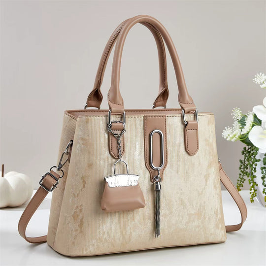 Damen elegante Handtasche mit strukturiertem Obermaterial und abnehmbarem Mini-Portemonnaie Nord Taschen