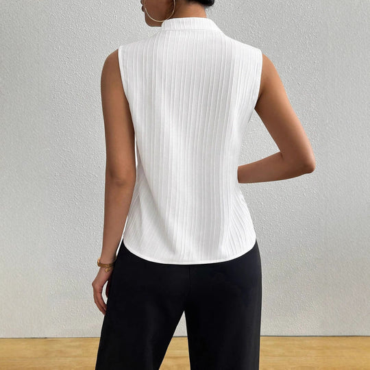 Damen Elegantes Top mit Stehkragen und feinen Plisseefalten - Vittorelli