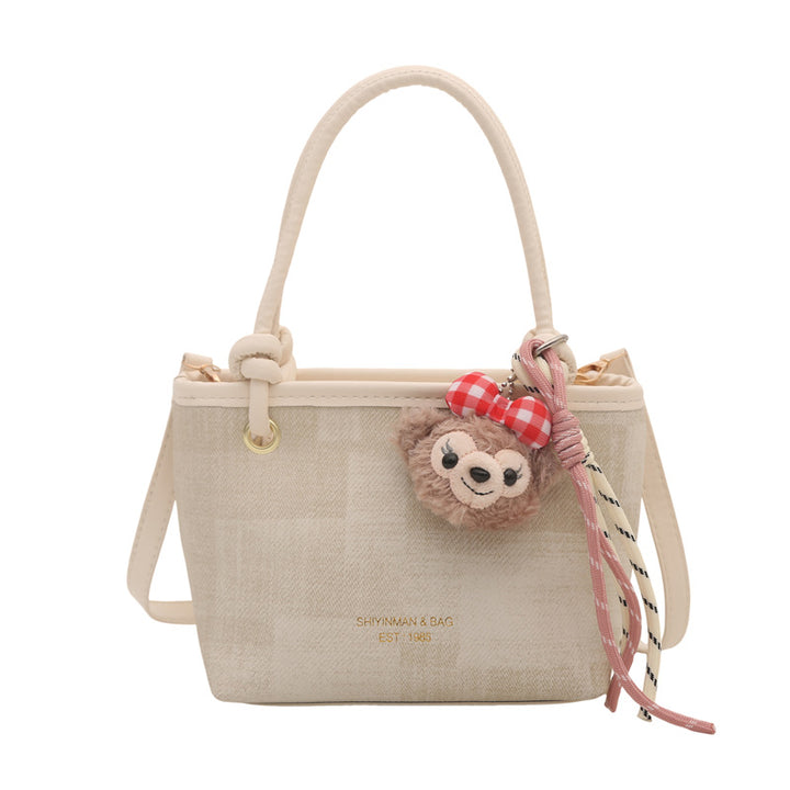 Damen Mini-Handtasche mit abnehmbarem Plüschtier-Anhänger Nord Taschen