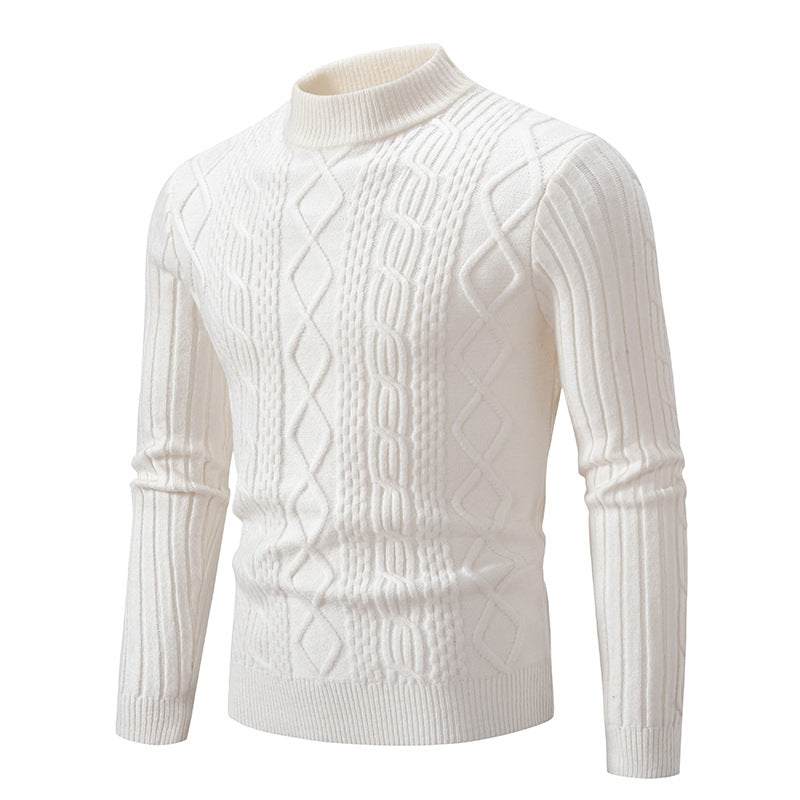 Herren Strukturierter Mockneck-Zopfstrickpullover Nord Taschen