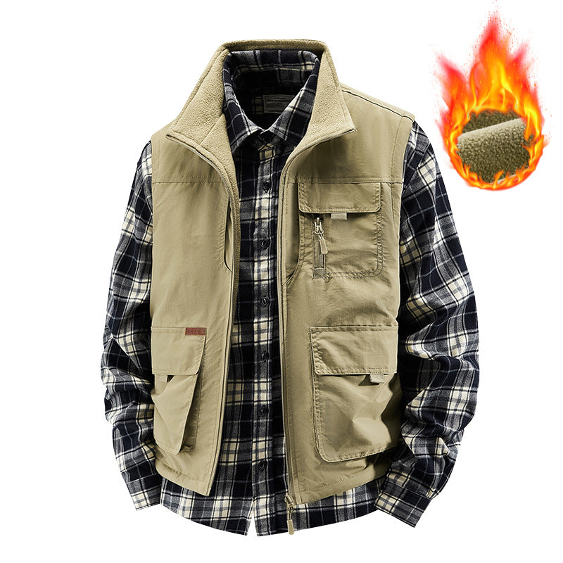 Herren Isolierte Outdoor-Arbeitweste mit hochschließendem Kragen, Fleece-Innenfutter und vielseitigen Organizer‑Taschen Nord Taschen