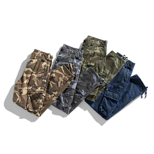 Herren Camouflage-Cargo-Hose im Loose-Fit mit Multifachtaschen, Tunnelzug und verstellbaren Beinabschlüssen Nord Taschen