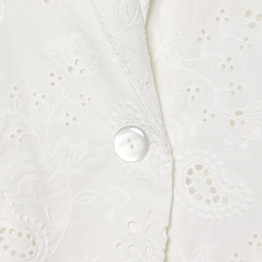 Damen Leichter Broderie-Anglaise-Blazer mit Schalkragen und Lochstickerei Nord Taschen