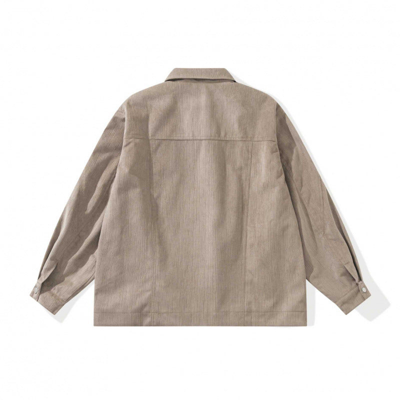 Unisex Kastenförmige Overshirt‑Jacke aus feiner Cordstruktur mit Brusttaschen und verdecktem Reißverschluss Nord Taschen