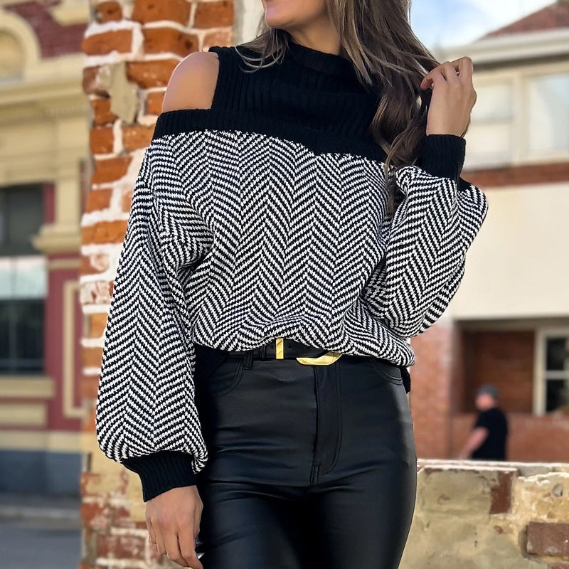 Damen Modischer Pullover mit Schulterauschnitten Nord Taschen