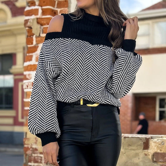 Damen Modischer Pullover mit Schulterauschnitten Nord Taschen