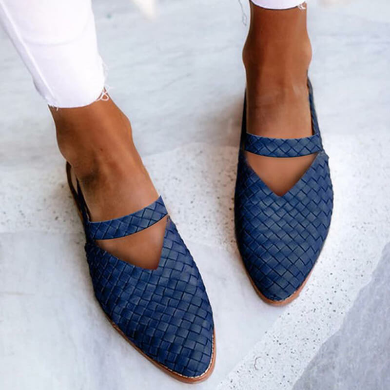 Woven-Style Spitze Slingback Flats für Damen