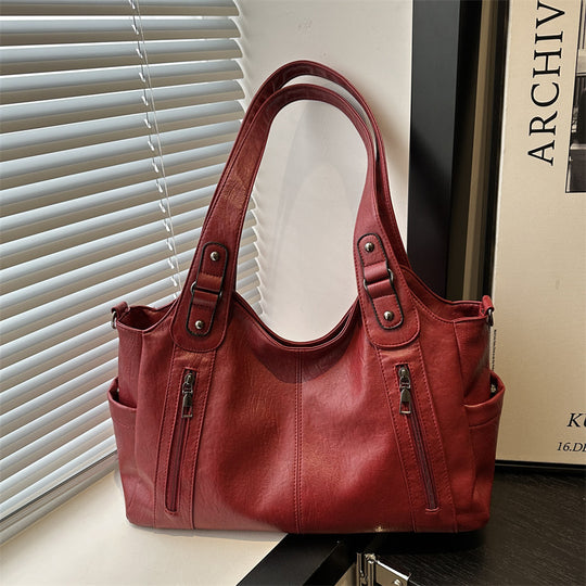 Damen geräumige Handtasche aus hochwertigem Kunstleder mit praktischen Außentaschen Nord Taschen