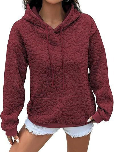 Damen Gesteppter Kapuzenpullover mit floral geprägter Steppstruktur Nord Taschen