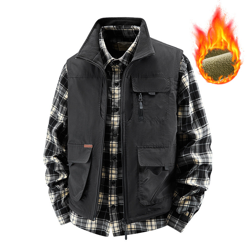 Herren Isolierte Outdoor-Arbeitweste mit hochschließendem Kragen, Fleece-Innenfutter und vielseitigen Organizer‑Taschen Nord Taschen
