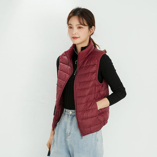 Damen Ultraleichte gesteppte Stehkragen‑Weste mit taillierter Business‑Silhouette Nord Taschen