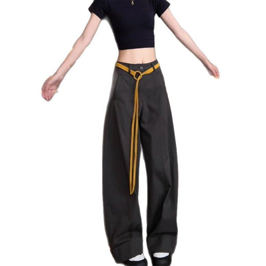 Damen Weite Baumwollhose mit Statement-Gürtel Nord Taschen