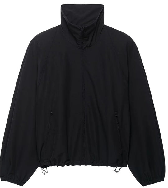 Damen Leichte Oversize-Windjacke im Bomberstil mit hohem Stehkragen und Kordelzug Nord Taschen
