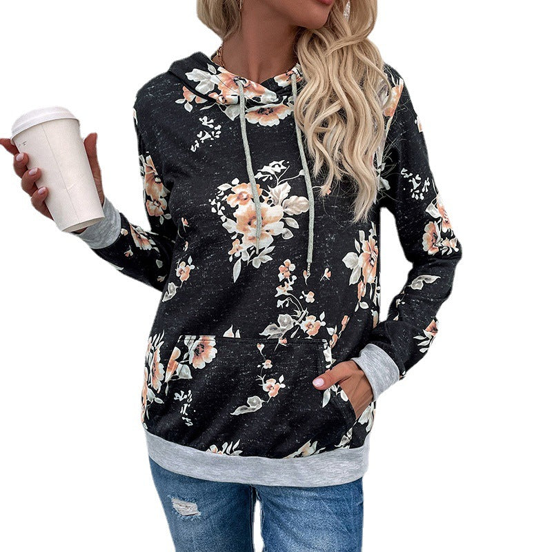 Damen Lässiger Kapuzenpullover mit floralem Muster Nord Taschen